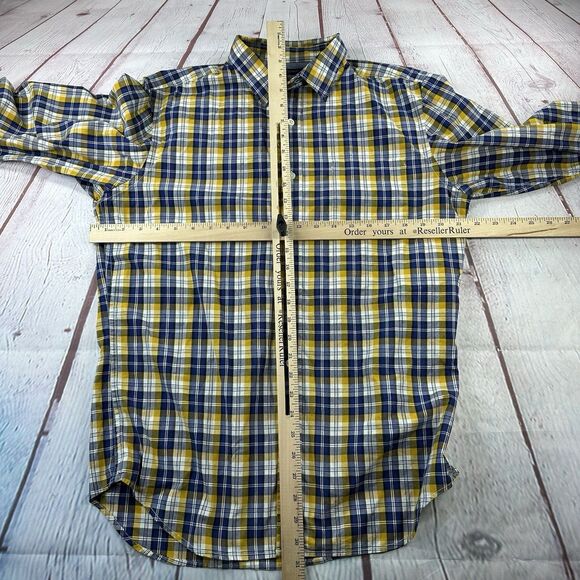 Banana Republic Shirt Men's M Long Sleeve Button Up Soft Wash Yellow Plaid - Picture 6 of 9